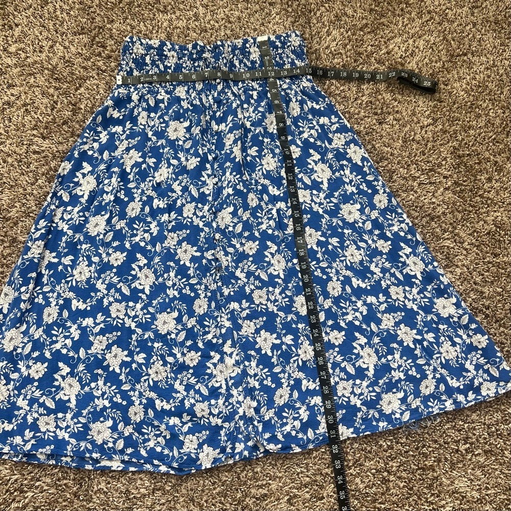 ZARA Women’s Skirt Size Large Smocked Waist Floral Boho Front Slit (0800) - Picture 7 of 8